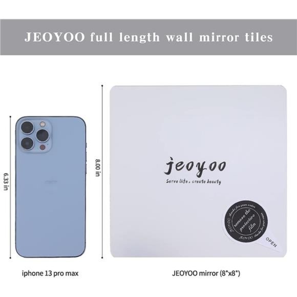 Wall Mirror Full Length, on Door Mirror shatterproof for Home Gym, 8"X8" 4pcs - Picture 4 of 6